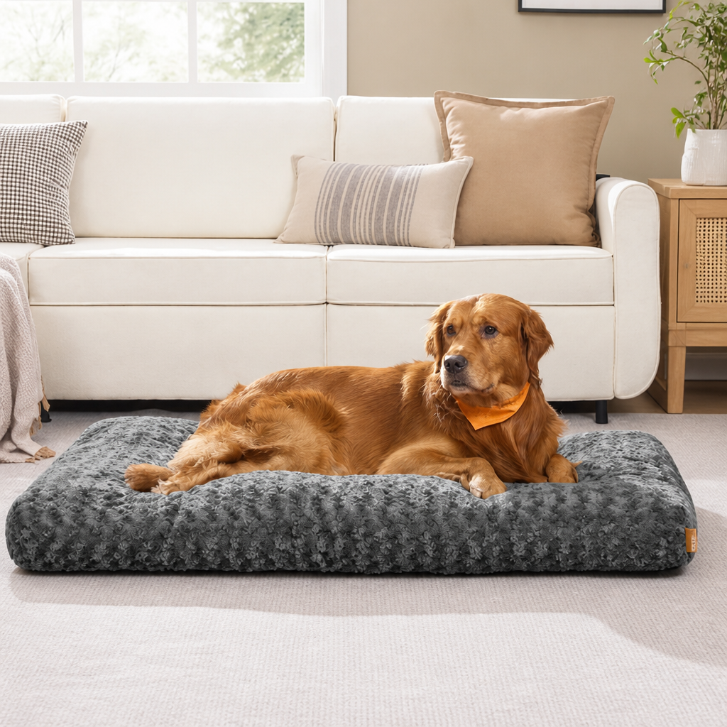Ortekor Joint Support Plush Rose & Non-Slip Dog Bed (Washable)