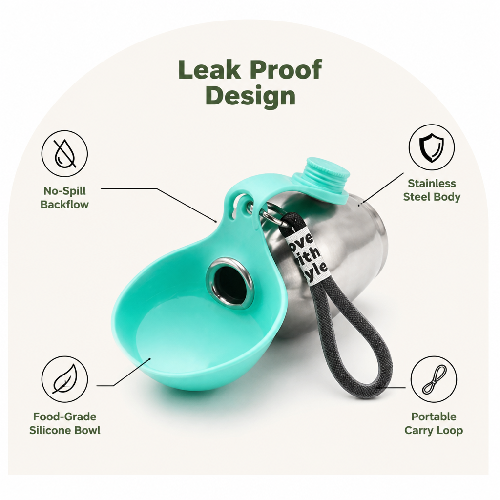 Ortekor Leak-Proof Stainless Steel & Silicone Travel Water Bottle