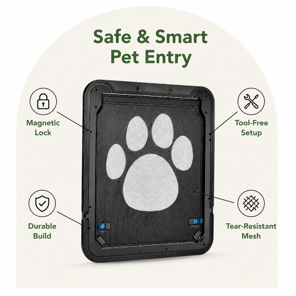 Ortekor Lockable Magnetic & Easy Install Pet Door (Windows & Gates)