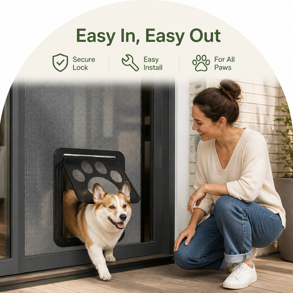 Ortekor Lockable Magnetic & Easy Install Pet Door (Windows & Gates)