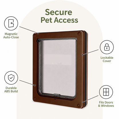 Ortekor Magnetic Self-Closing & Lockable Pet Flap Door (For Cats & Small Dogs)