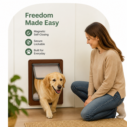 Ortekor Magnetic Self-Closing & Lockable Pet Flap Door (For Cats & Small Dogs)
