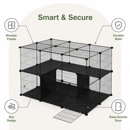 Ortekor Modular Metal & Plastic Mesh Small Pet Playpen (Door Included)
