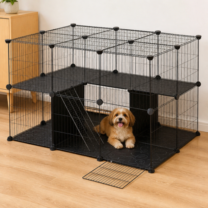Ortekor Modular Metal & Plastic Mesh Small Pet Playpen (Door Included)