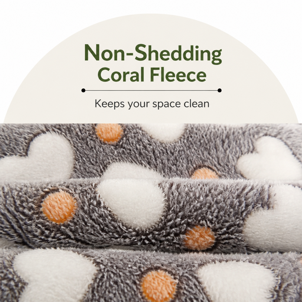Ortekor Non-Shedding Coral Fleece Pet Blanket