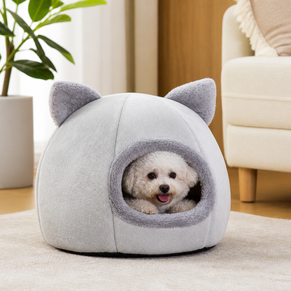 Ortekor Non-Slip Plush Cat Cave Bed (Removable Cushion)