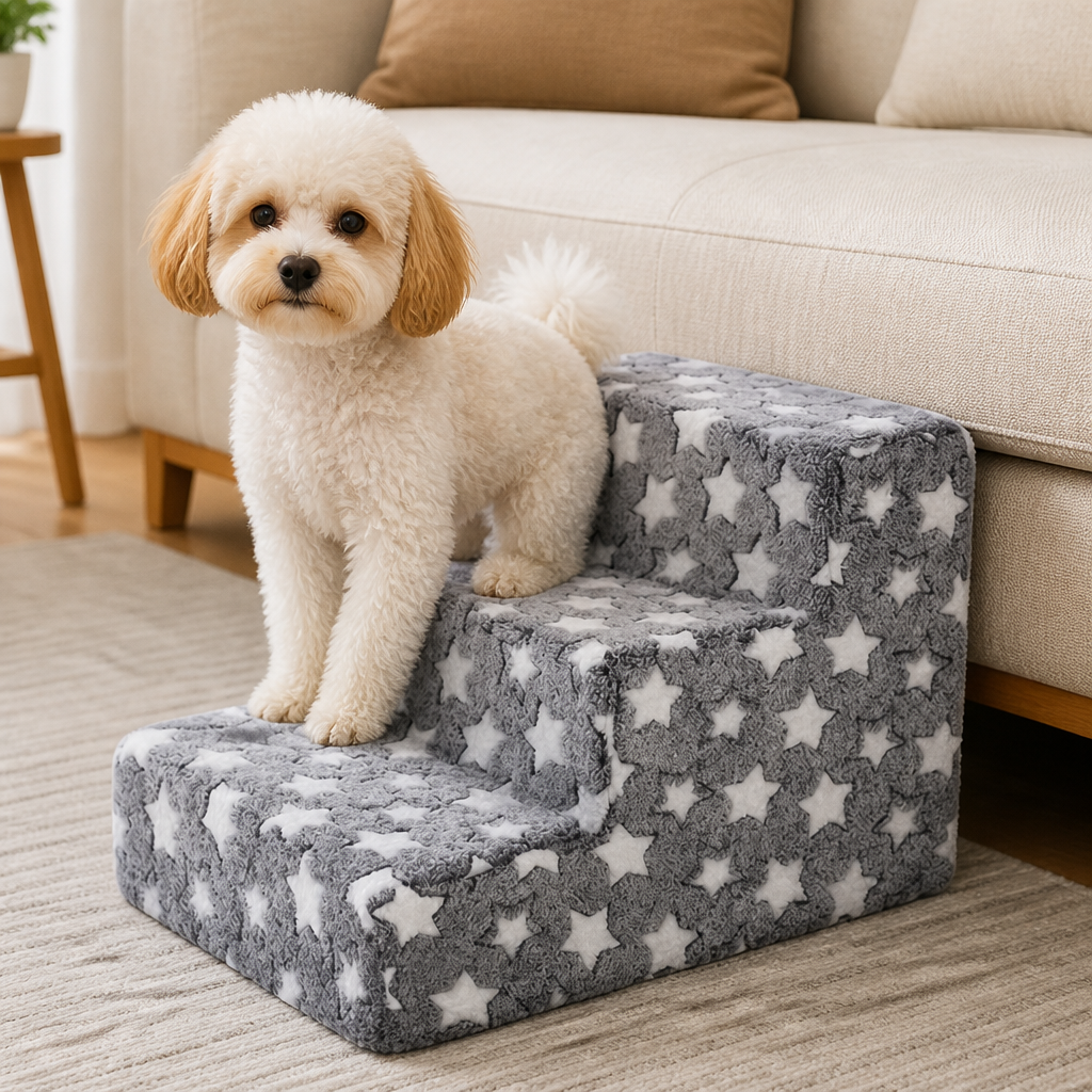 Ortekor Non-Slip Plush Pet Stairs (Removable Washable Cover)