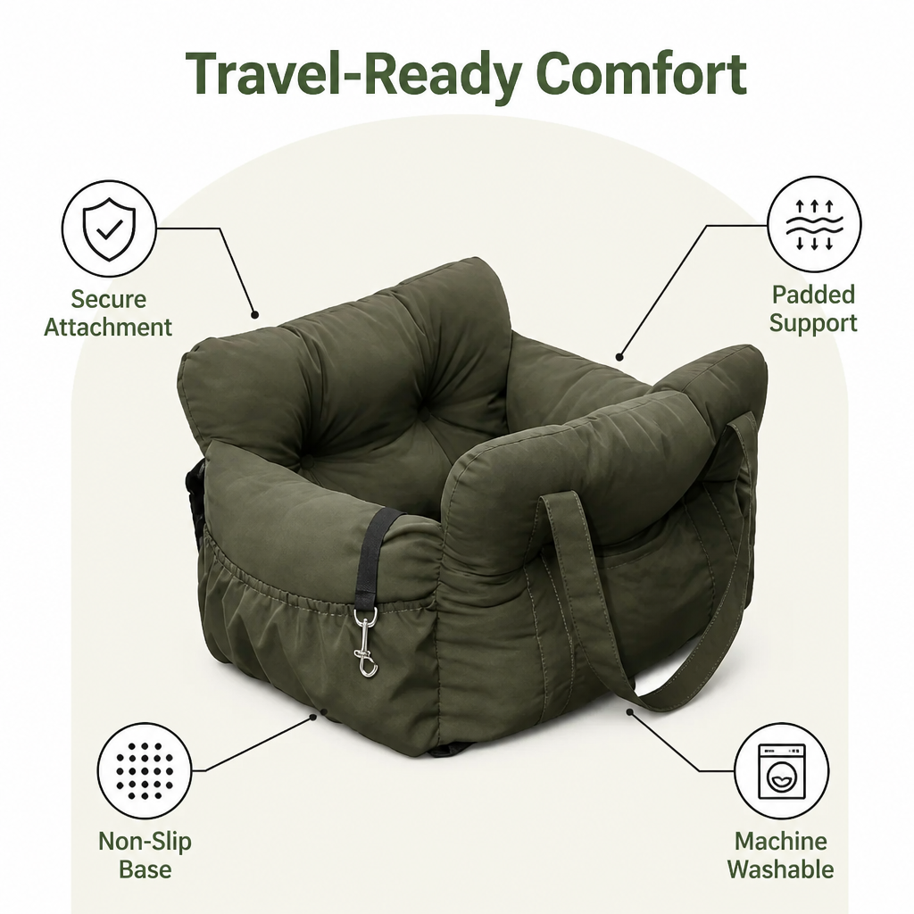 Ortekor Non-Slip & Washable Booster Dog Car Seat (Adjustable Safety Straps)