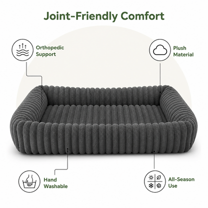 Ortekor Orthopedic High-Resilience Plush Dog Bed (Hand-Washable)
