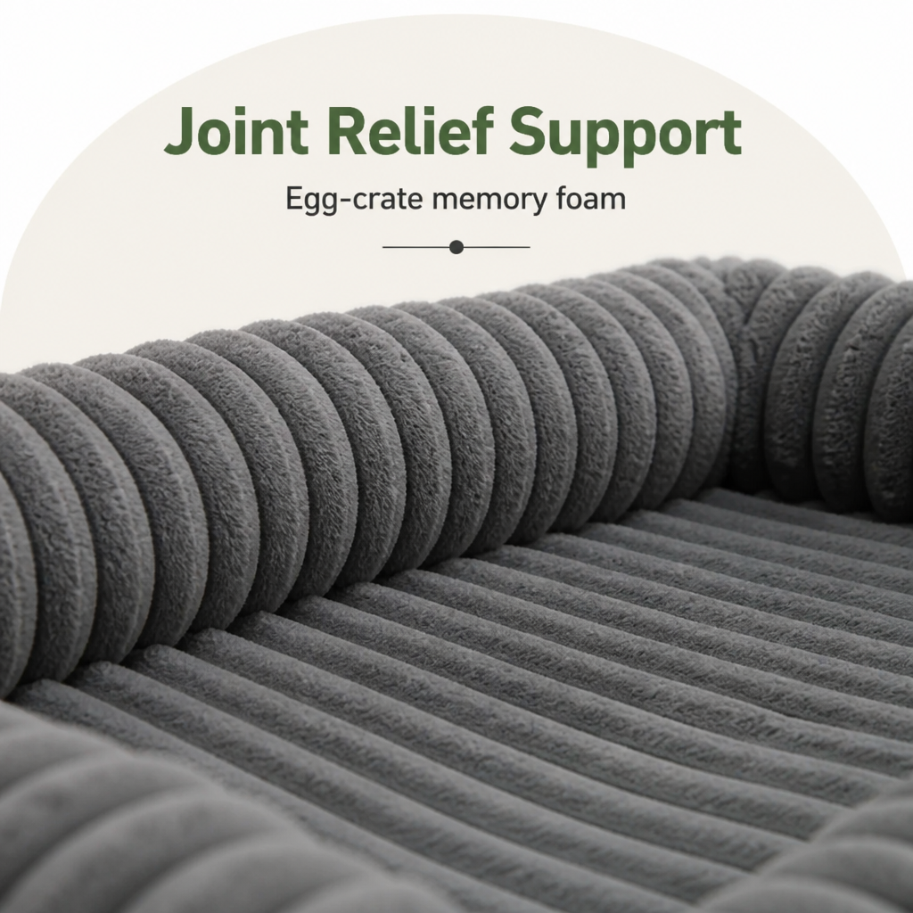 Ortekor Orthopedic Memory Foam Bolster Bed (Waterproof Removable Cover)