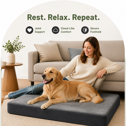 Ortekor Orthopedic Memory Foam Dog Bed (Removable Cover & Waterproof Lining)
