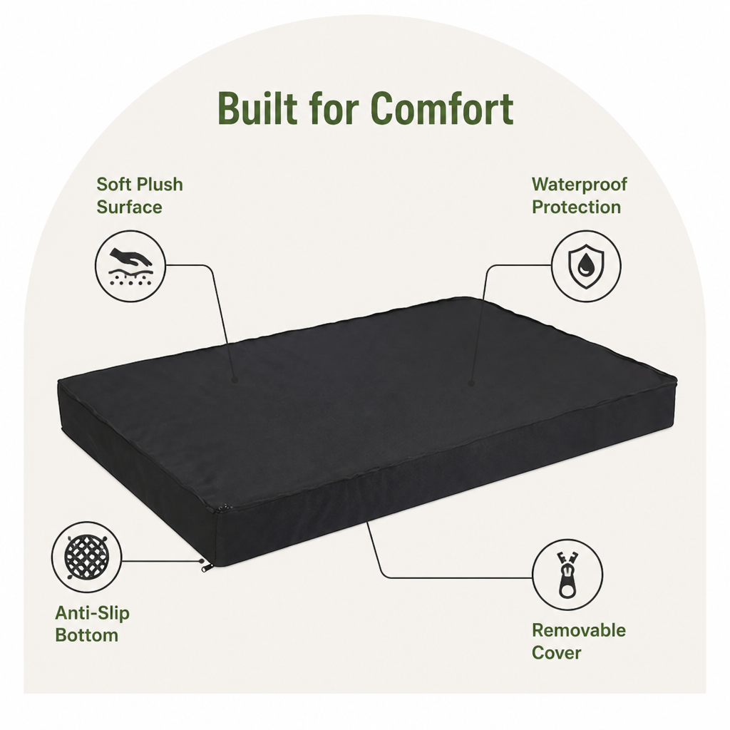 Ortekor Orthopedic Memory Foam Dog Bed (Waterproof Washable Cover)