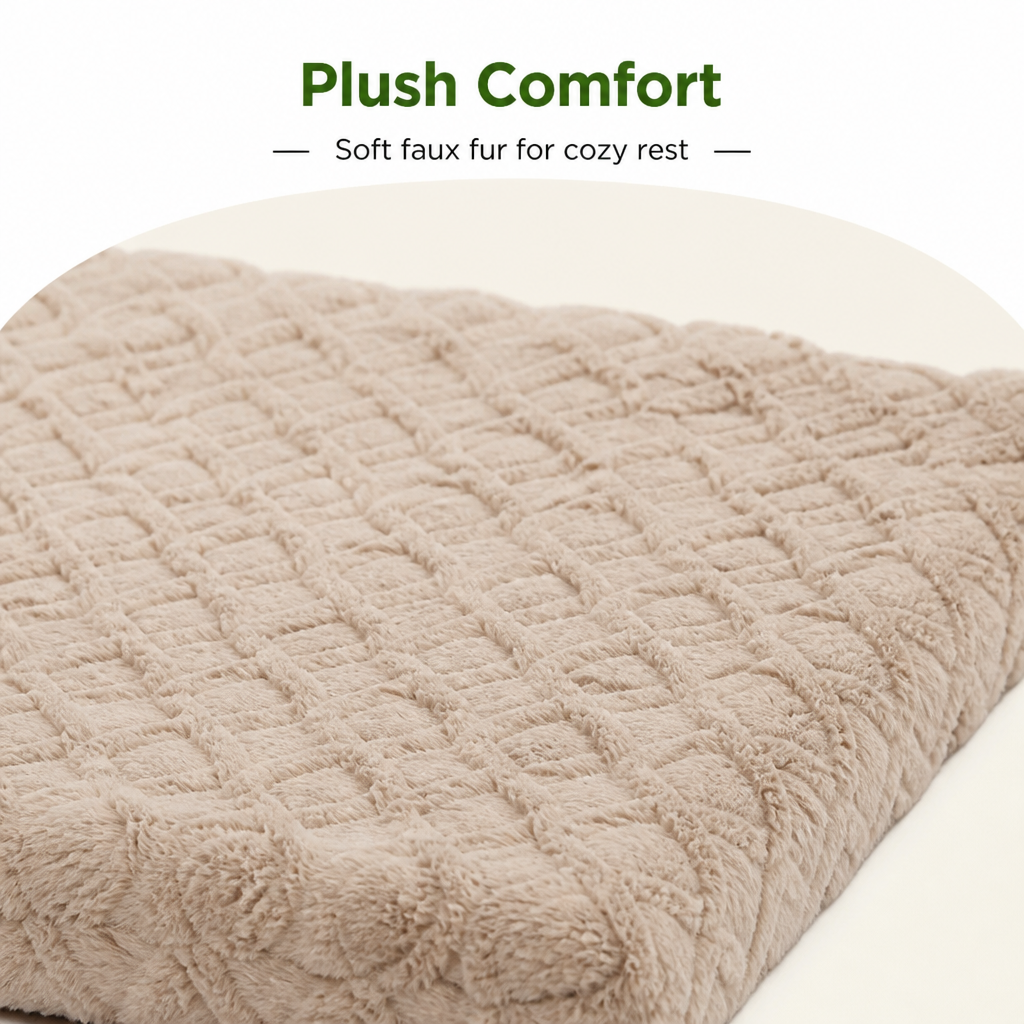 Ortekor Orthopedic Memory Foam & Washable Faux Fur Dog Bed (Waterproof Anti-Slip Base)