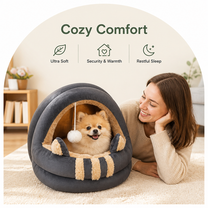 Ortekor Plush Arctic Velvet & Insulated Cat Cave Bed