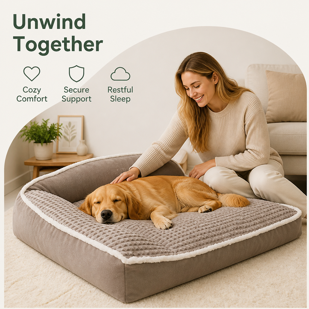 Ortekor Plush Bolster & Washable Dog Sofa Bed
