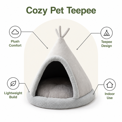 Ortekor Plush Coral Velvet & Cotton-Filled Pet Teepee