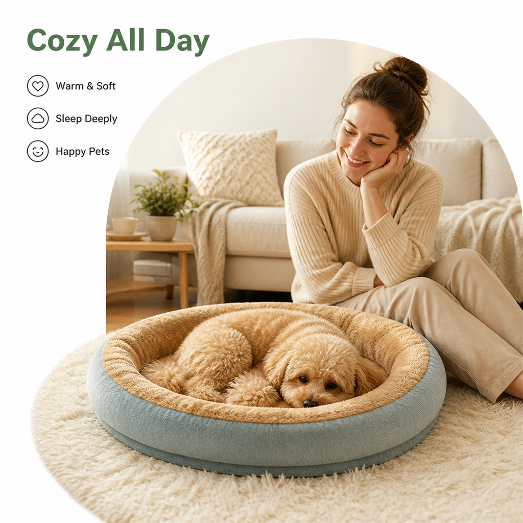 Ortekor Plush Corduroy Washable & Breathable Pet Bed
