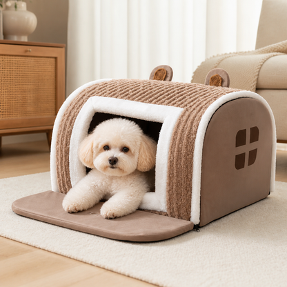 Ortekor Plush Warm Cave Dog Bed (Removable Washable Pad)