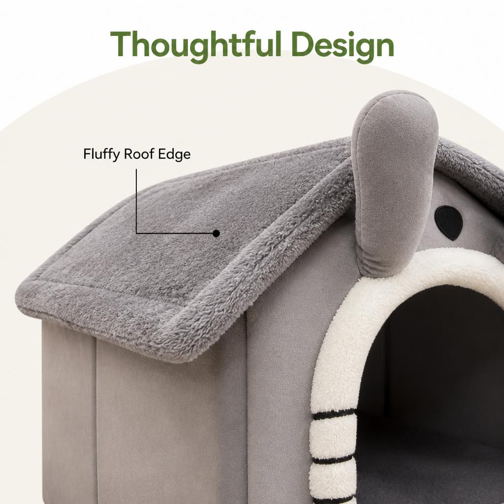 Ortekor Plush Warm House Dog Bed (Removable Cushion)