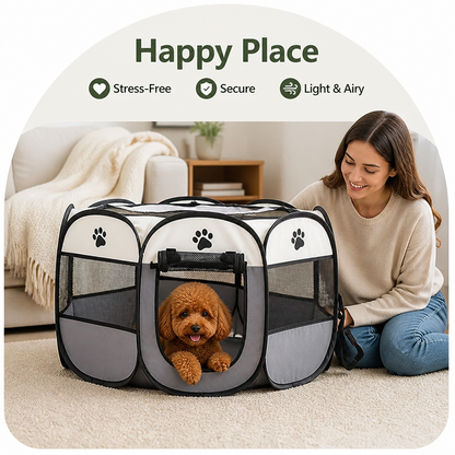 Ortekor Pop-Up & Foldable Mesh Pet Tent (Zippered Doors)