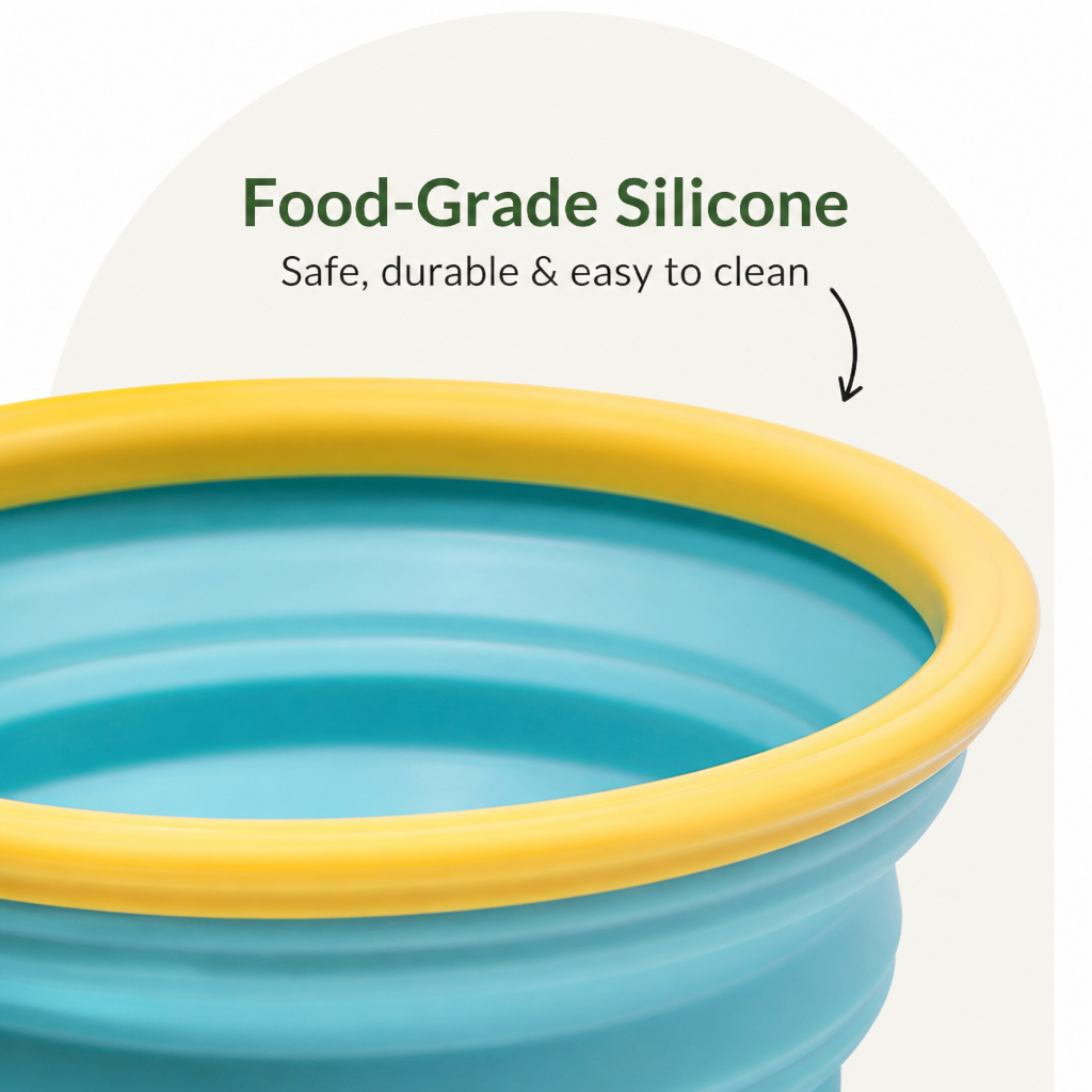 Ortekor Portable Collapsible Silicone Pet Bowl (Leash Clip)