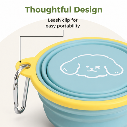 Ortekor Portable Collapsible Silicone Pet Bowl (Leash Clip)