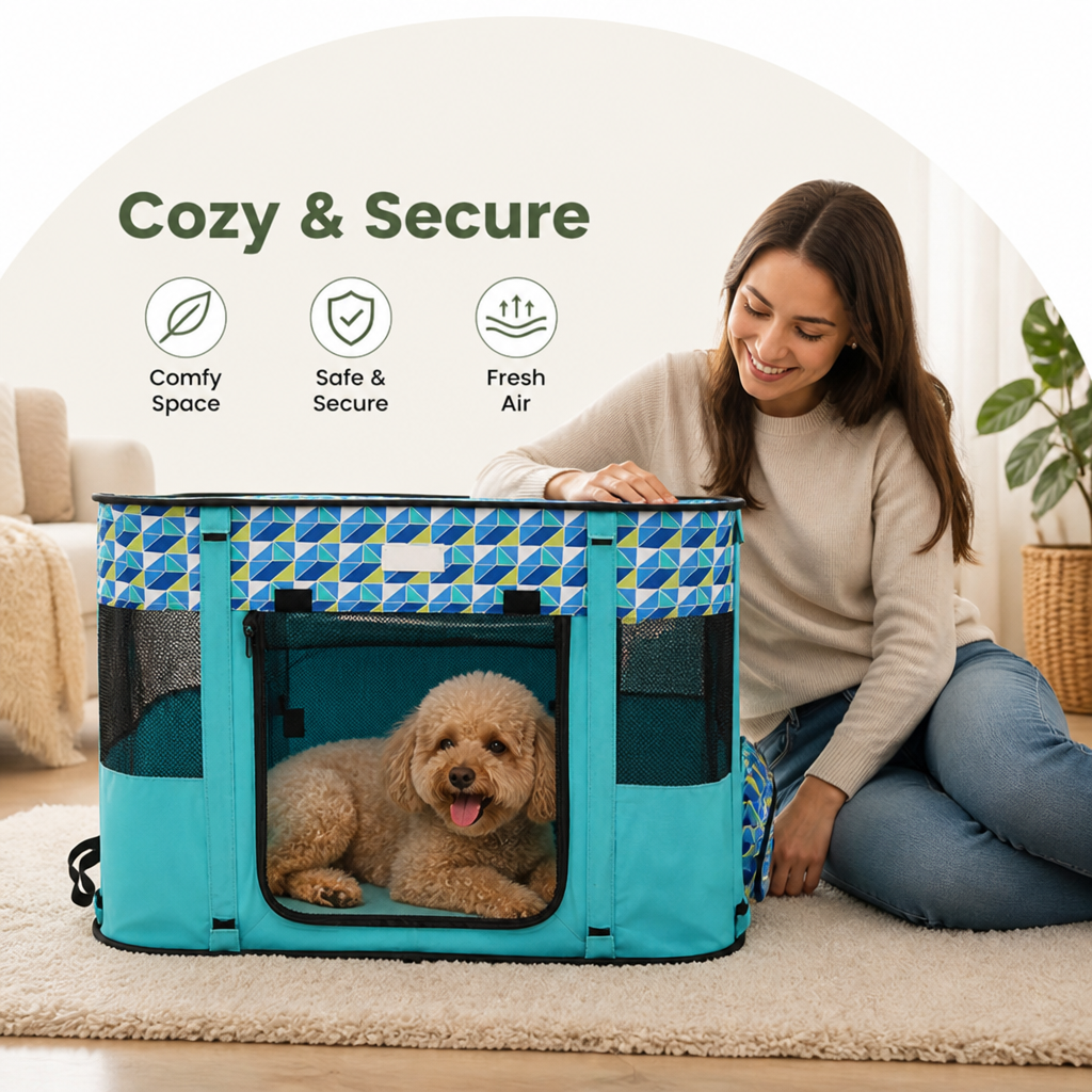 Ortekor Portable Foldable Breathable Mesh Pet Playpen