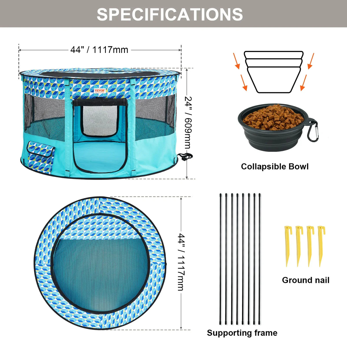 Ortekor Portable Foldable Breathable Mesh Pet Playpen