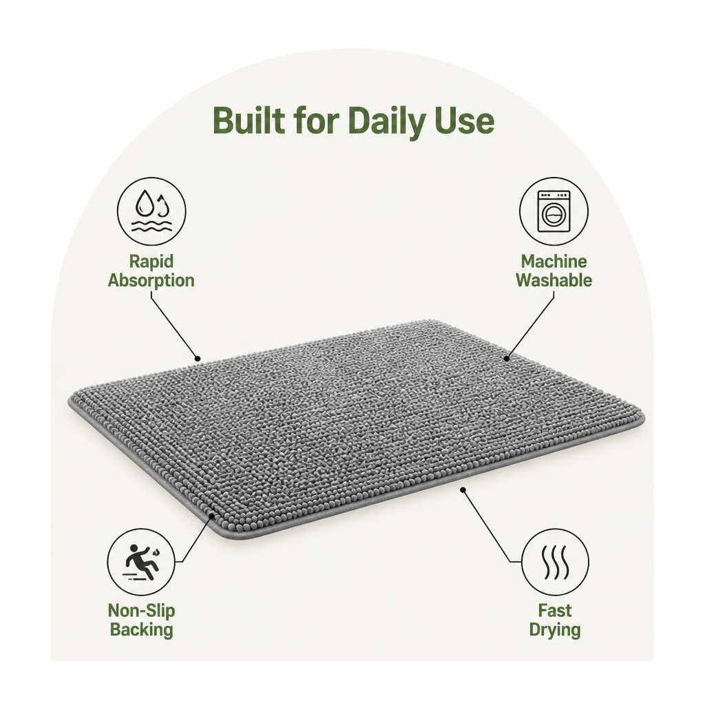 Ortekor Quick-Dry Microfiber & Non-Slip Dog Door Mat