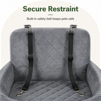 Ortekor Quilted Washable Oxford & Safety Belt Dog Car Seat (Removable Cushion)