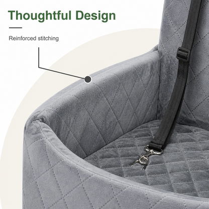 Ortekor Quilted Washable Oxford & Safety Belt Dog Car Seat (Removable Cushion)