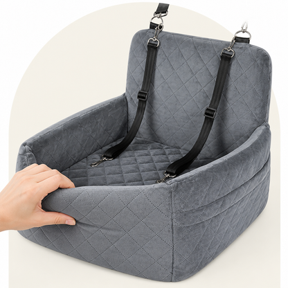 Ortekor Quilted Washable Oxford & Safety Belt Dog Car Seat (Removable Cushion)