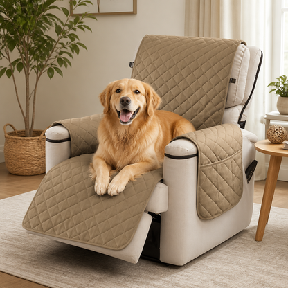 Ortekor Quilted Waterproof & Anti-Slip Recliner Cover (Side Pockets)