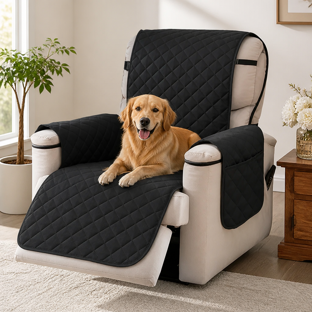Ortekor Quilted Waterproof & Anti-Slip Recliner Cover (Side Pockets)