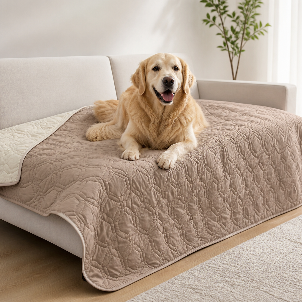 Ortekor Quilted Waterproof Machine Washable Sofa & Bed Cover (Non-Slip Backing)