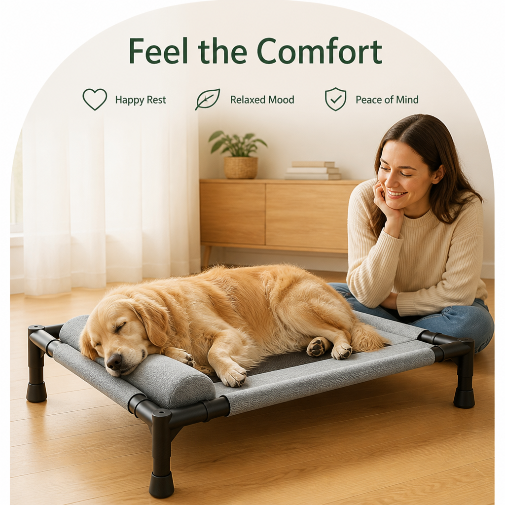Ortekor Raised Breathable Mesh Dog Bed (Removable Washable Pillow)