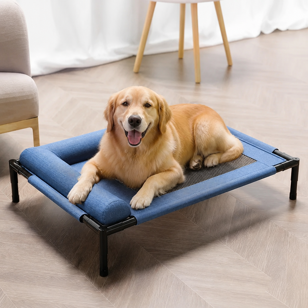 Ortekor Raised Breathable Mesh Dog Bed (Removable Washable Pillow)