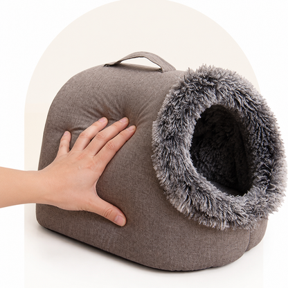 Ortekor Self-Warming Coral Velvet Pet Cave Bed