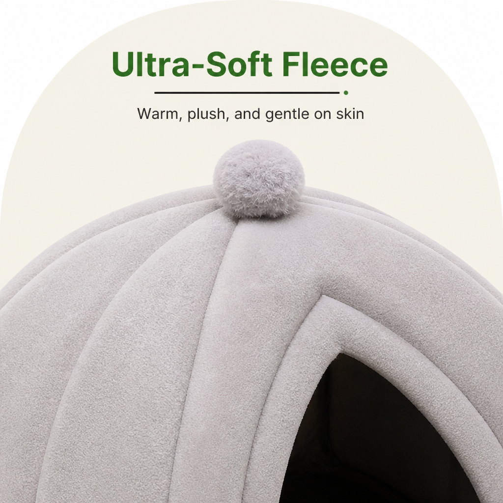 Ortekor Semi-Closed Plush Fleece Pet Nest (Machine Washable)