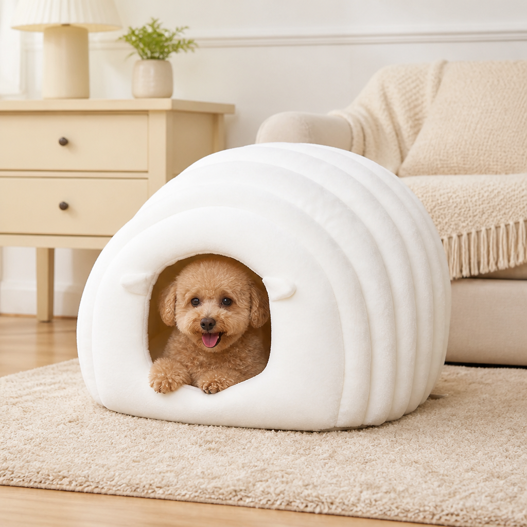 Ortekor Semi-Closed Sherpa Plush Pet Nest
