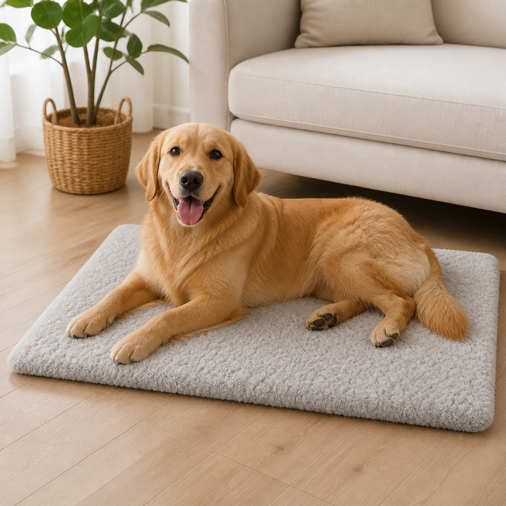 Ortekor Short Plush & High-Elastic Wave Sponge Dog Bed (Removable Washable Cover)