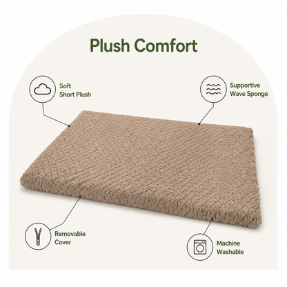 Ortekor Short Plush & High-Elastic Wave Sponge Dog Bed (Removable Washable Cover)