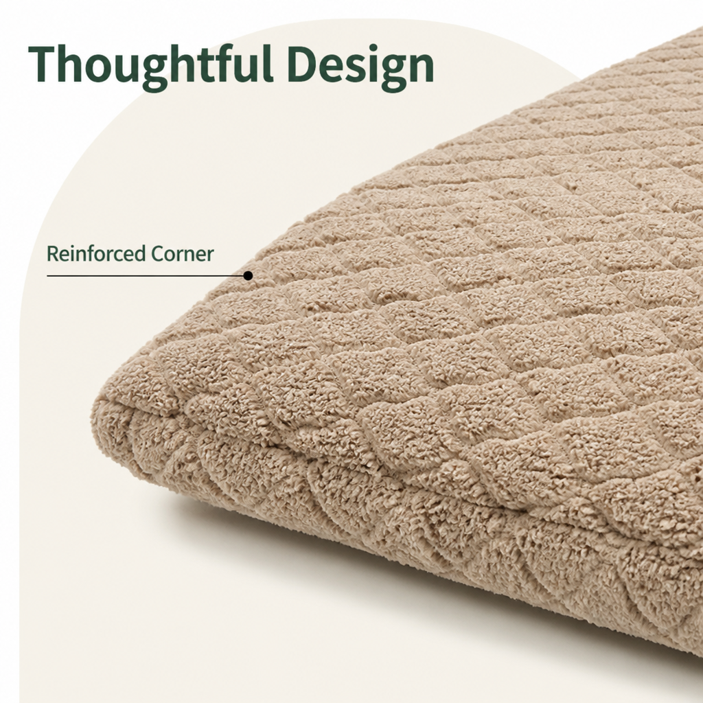Ortekor Short Plush & High-Elastic Wave Sponge Dog Bed (Removable Washable Cover)