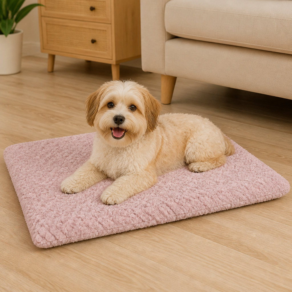 Ortekor Short Plush & High-Elastic Wave Sponge Dog Bed (Removable Washable Cover)