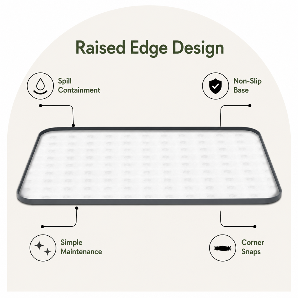 Ortekor Silicone Raised-Edge Non-Slip Pee Pad Holder (Corner Snaps)