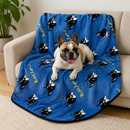 Ortekor Soft Fleece Washable Pet Blanket (Bulldog & Bull Terrier Prints)
