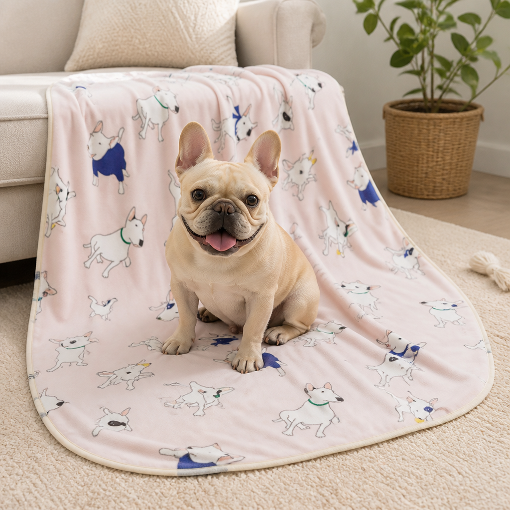 Ortekor Soft Fleece Washable Pet Blanket (Bulldog & Bull Terrier Prints)