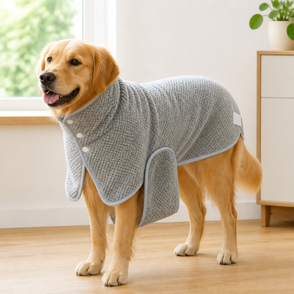 Ortekor Super-Absorbent Coral Fleece & Adjustable Dog Drying Coat
