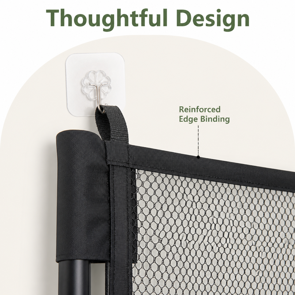 Ortekor Tear-Resistant Nylon Mesh & No-Drill Dog Gate For Stairs