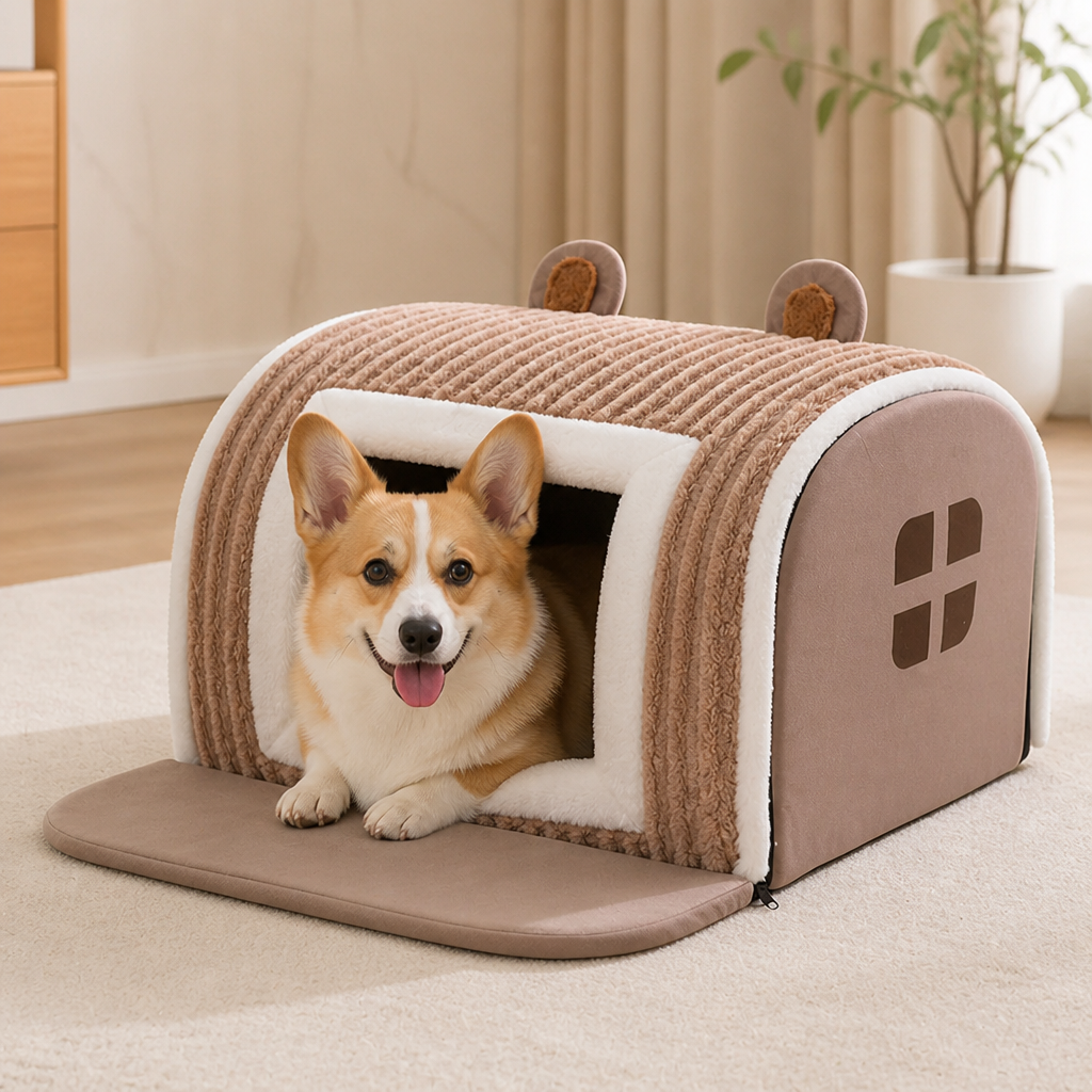 Ortekor Thermal Plush Cotton Enclosed Dog Bed